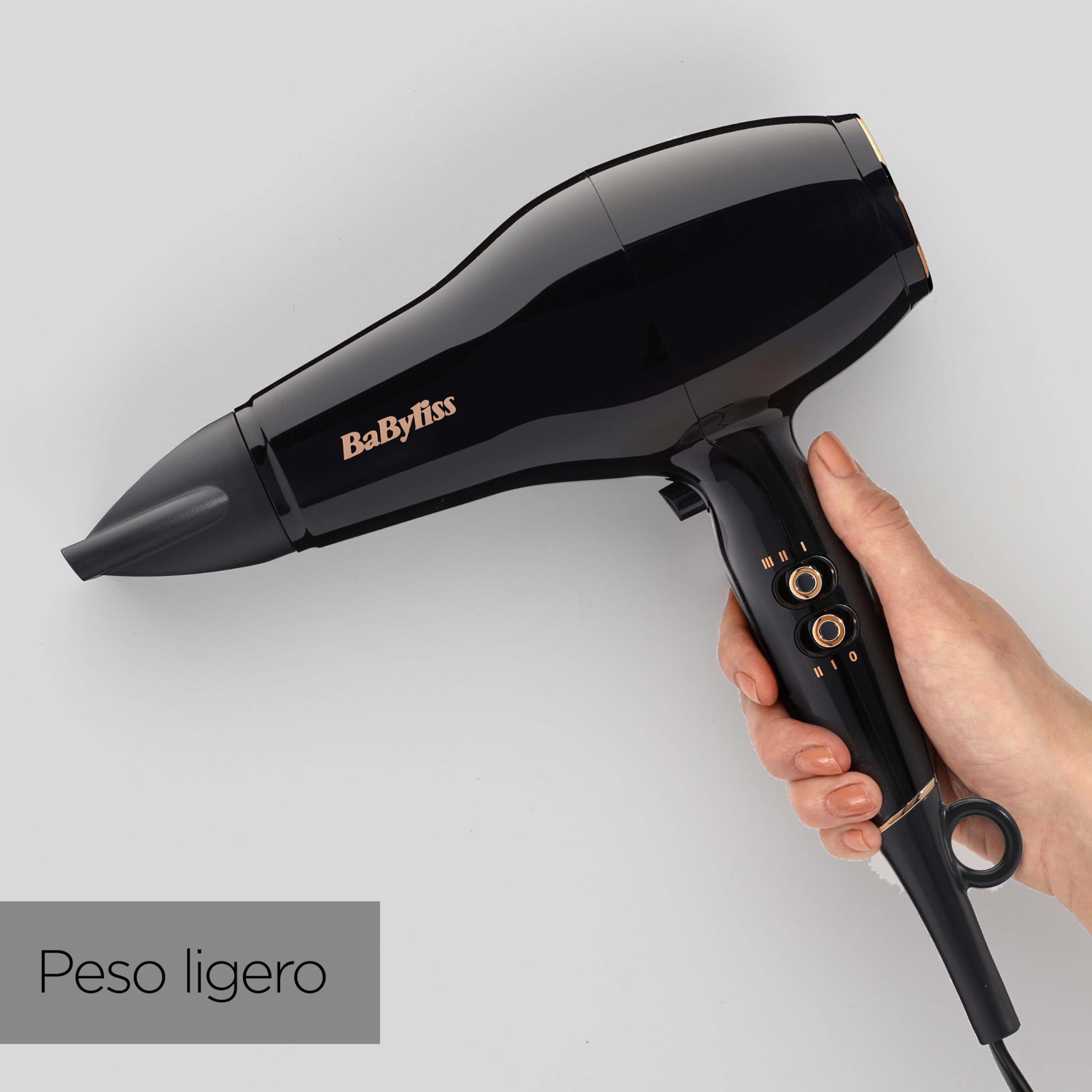 BaByliss Secador de Pelo Pro Power – Secador profesional de 2300 W, Motor AC de salón, Tecnología iónica antiencrespamiento, 3 ajustes de temperatura y 2 velocidades, Negro, D5245E