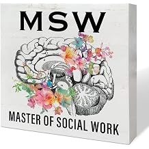 Master of Social Work Gifts, Thank You Appreciation Gifts for Social Worker, Graduation Gifts for Social Worker Birthday Christmas, MSW, Wooden Box Sign Office Desk Decor