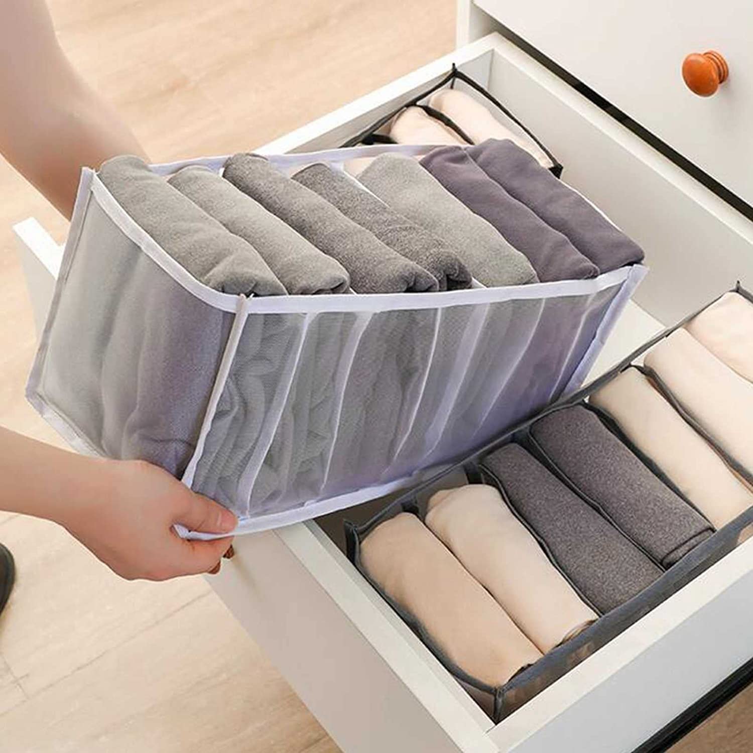 4 Pezzi Vano Portaoggetti Per Jeans Organizzatore Di Vestiti Per Guardaroba Organizzatore Per Cassetti Dell'armadio Pieghevole Scatola Di Separazione Della Rete Del Cassetto Risparmia Spazio