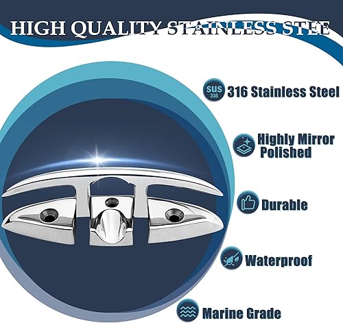 Miniatura 3 de SHENGHUISS 2 tacos plegables abatibles de acero inoxidable 316 de 5 pulgadas para montaje en muelle empotrado con cierres