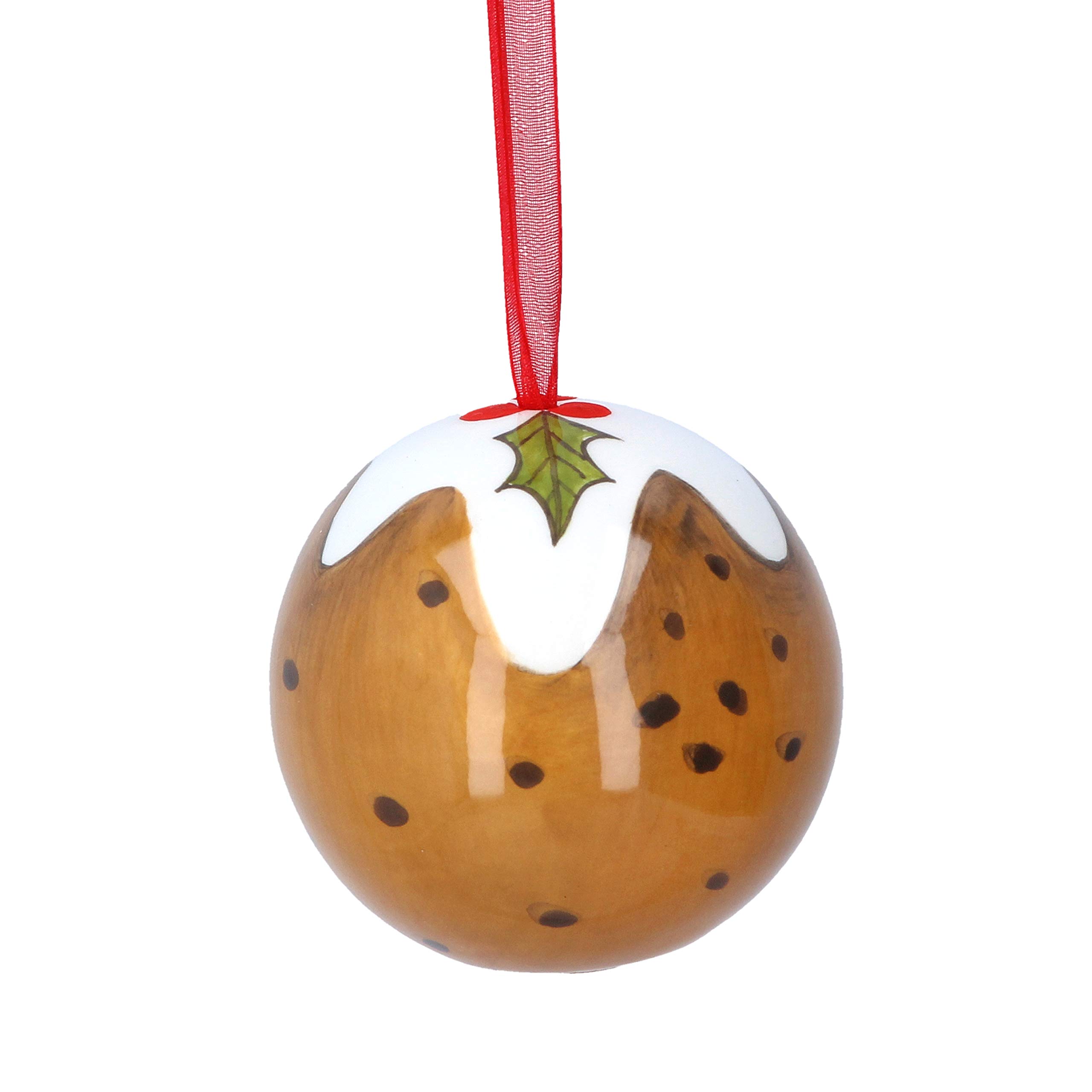 Gisela Graham Brown Ceramic Christmas Decoration 6Cm - Christmas Pudding