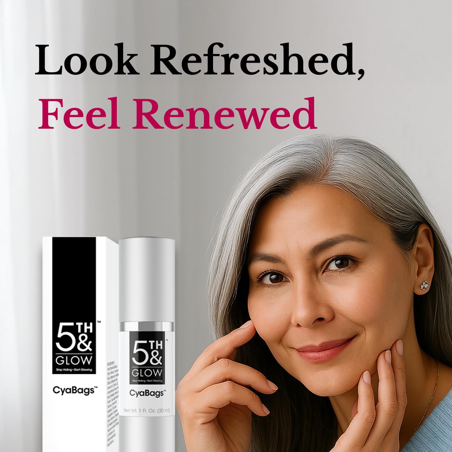 5th & Glow Cyabags - Instant Puffy Eyes Reduction & Under Eye Bag Remover Serum For Women - Hyaluronic Acid & Vitamin C Cream for Fine Lines, Wrinkles & Crowsfeet, 1 oz - Image 6