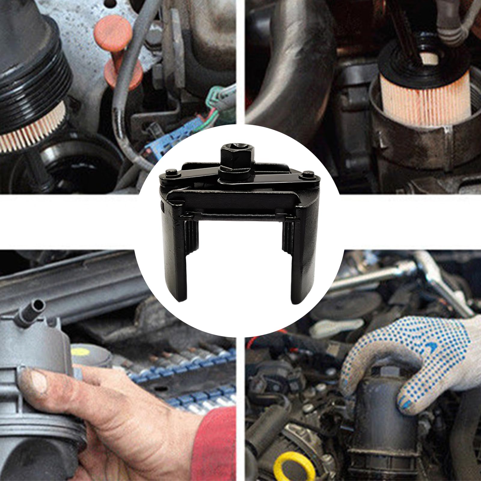Robuster 2-Backen Ölfilterschlüssel mit automatischem Verriegelungsgriff und Federmechanismus für die Wartung von Ölfiltern bei Autos und Motorrädern
