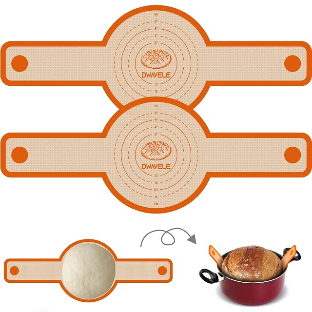 Silicone Bread Sling for Dutch Oven Non-Stick Easy to Clean Baking Mat Set 2 Pcs Reusable Bread Sling