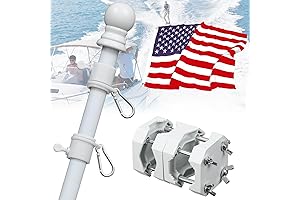 Boat Flag Pole with American Flag and Rod Holder for Marine
