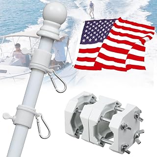 Poste de bandera de barco, color blanco, 1 unidad