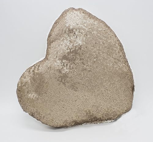 Miniatura 2 de Fennco Styles Almohada decorativa de lentejuelas y sherpa, con forma de corazón, 13 pulgadas de ancho x 14 pulgadas de largo, cojín champán para
