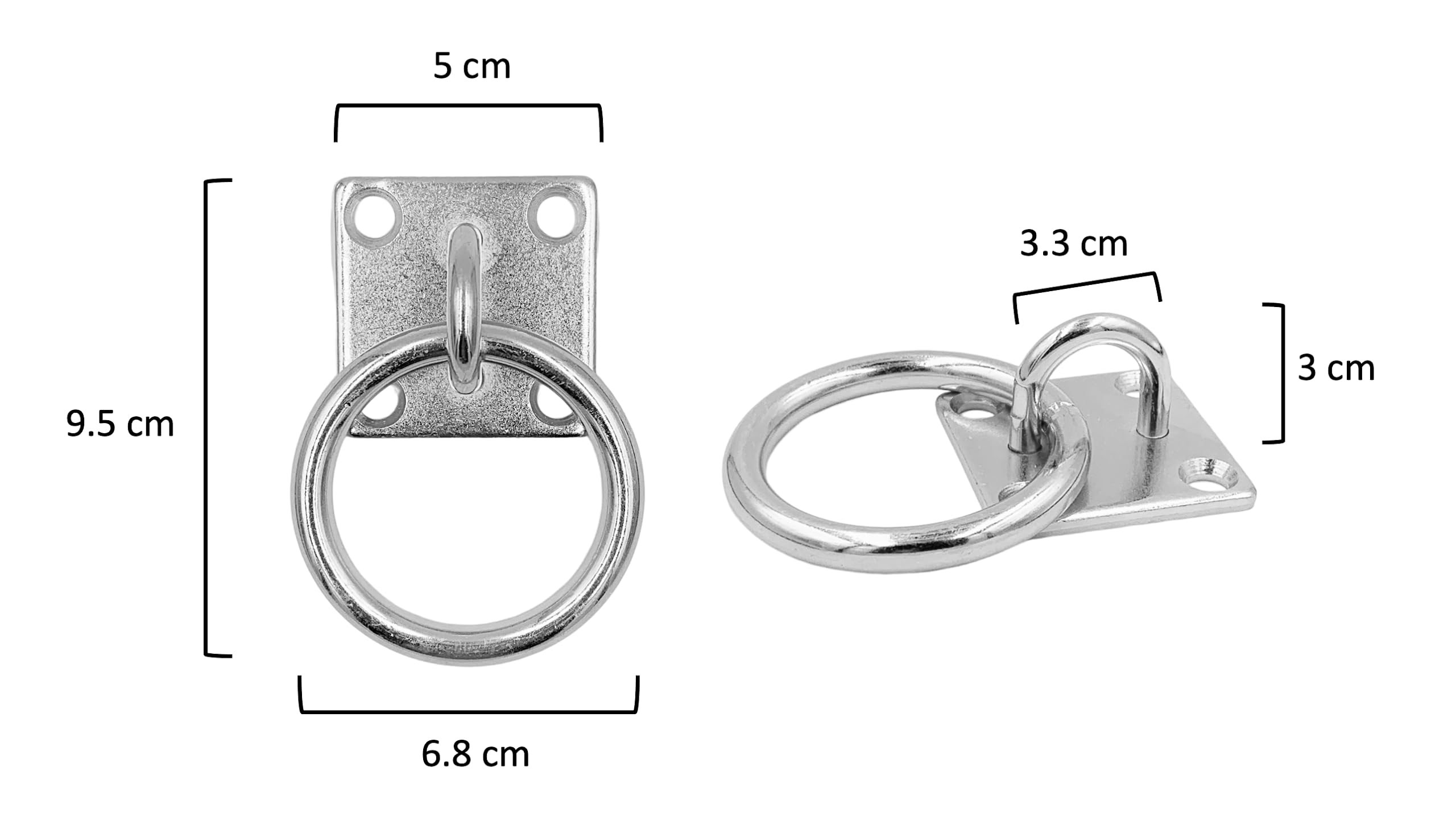 JA6012 Anbindering Augplatte Anbindehaken verzinkt für Pferde Hund Tieren Pferdestall Stall zubehör Barrenring Plattenring Krippenring (2 Stück, Typ A)