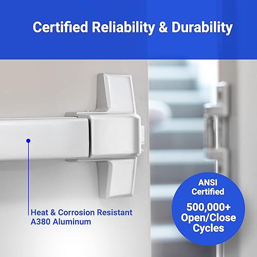 Miniatura 3 de Dispositivo comercial de salida de pánico de barra de empuje (negro) - Barras de pánico para puertas de salida con manija de puerta y llaves -