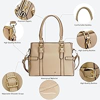 Vista 7 de Bolsos de mano de cuero de moda para mujer, bolso de hombro, asa superior, bolso de otoño Caqui