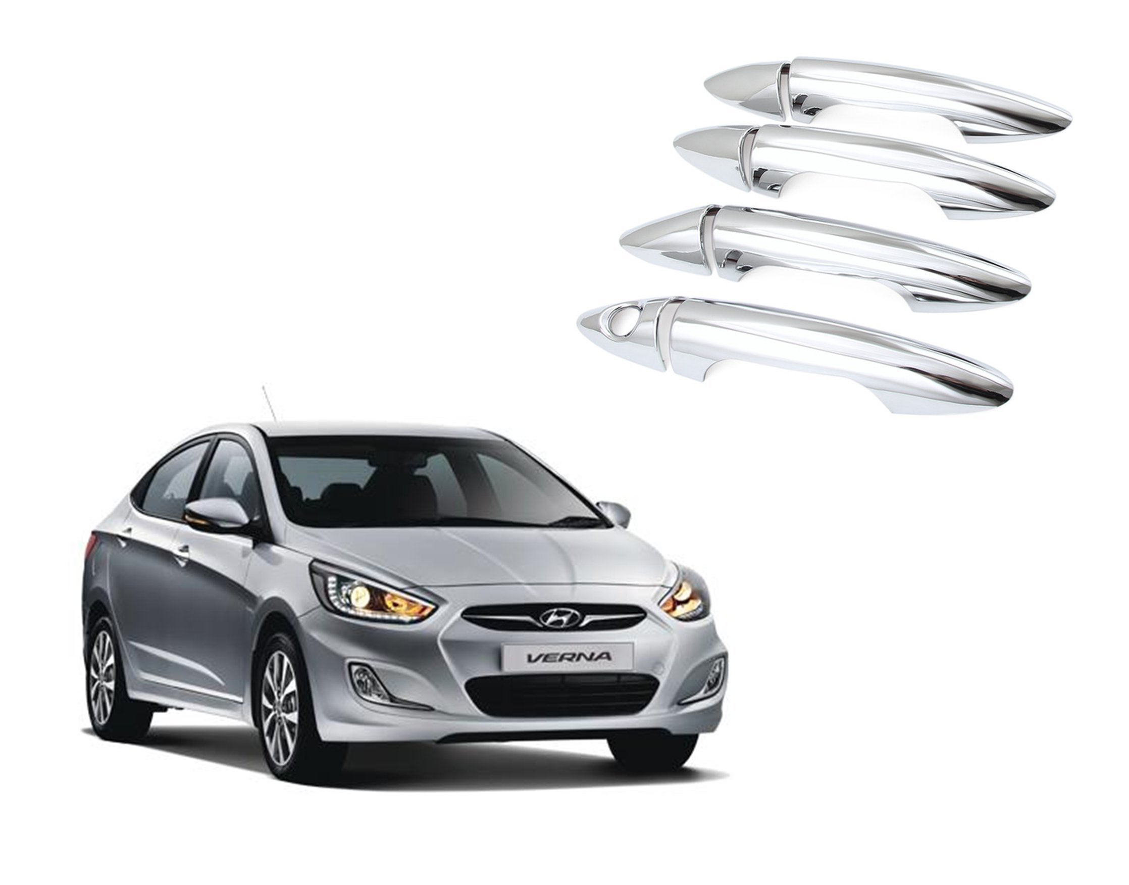 Auto Spare World Door Handle Chrome Cover/Catch Cover Compatible with Hyundai Verna Fluidic 2011-2014 (Silver) - Set of 4 Pcs-image-47