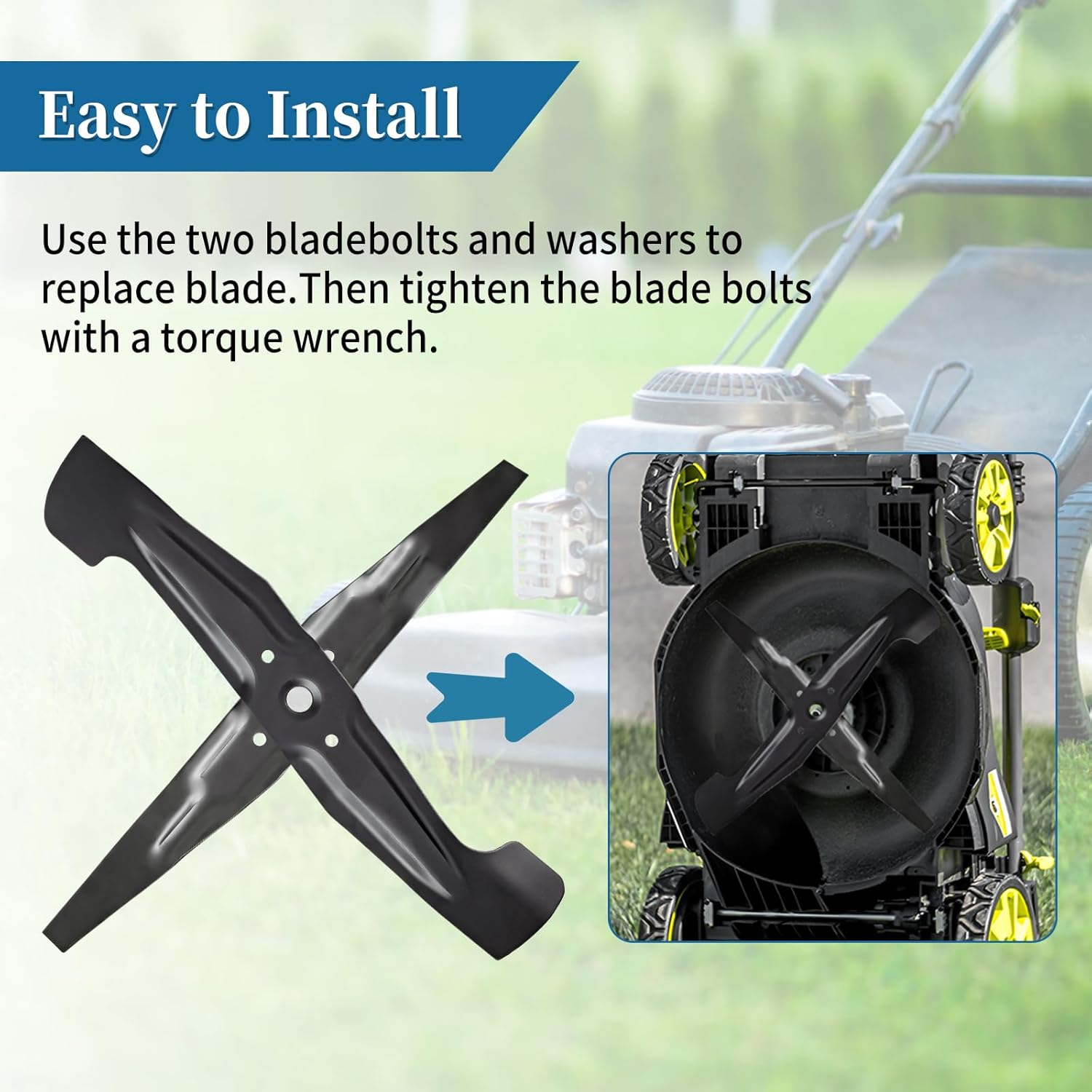 72531-VH7-000 & 72511-VH7-000 Mower Blades Kit for 21" Deck, Mulching Blades Set Compatible with Hon-da HRX217 HRX217K1 HRX217K2 HRX217K3 HRX217K4 HRX537, 2 Pack