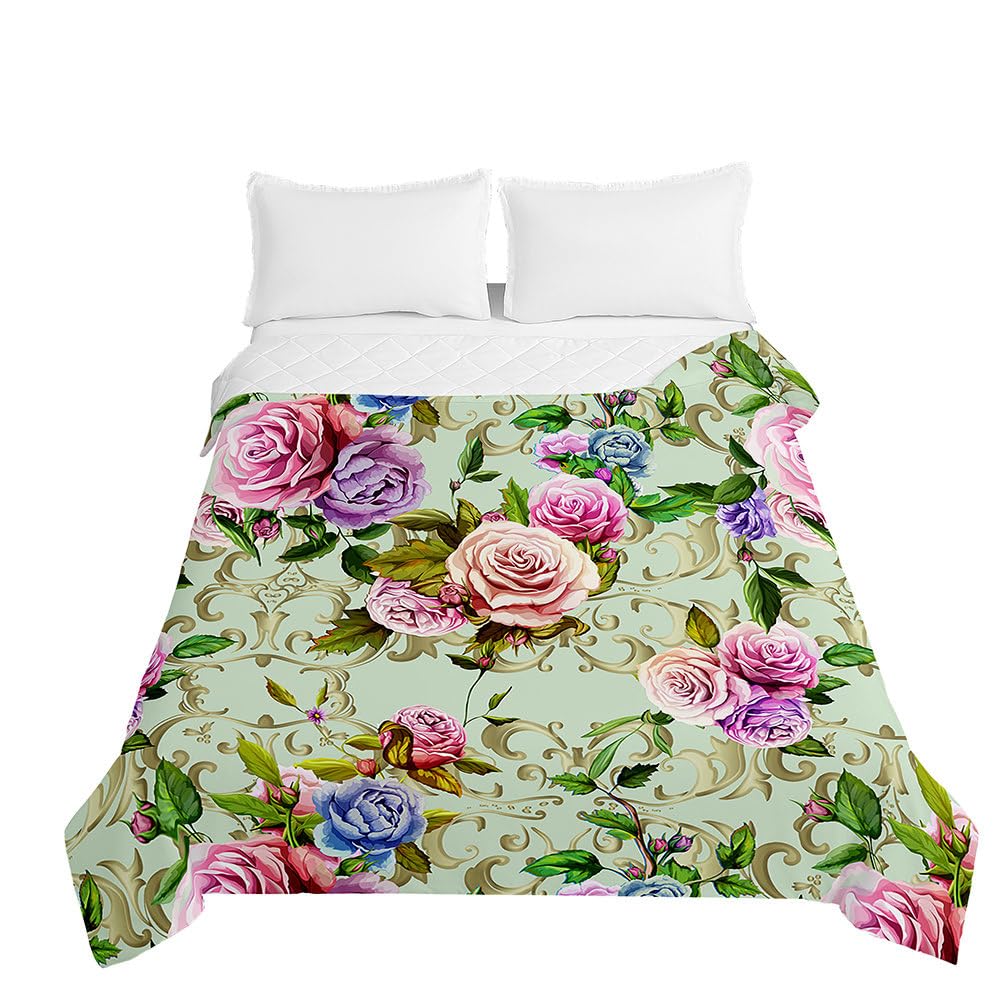 Odot Trapunta Inverno per Letto Singolo Matrimoniale Una Piazza e Mezza, 2,5 Tog Trapunta Leggera Primaverile Piumino Estivo Coperta Trapuntatura Traspirante e Morbido (Piante blu,220 * 240cm