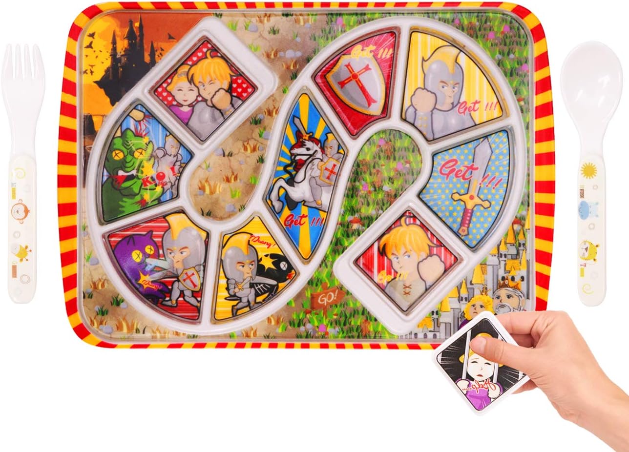 Qshare Dinnerware Set for Kids, 3-Piece Melamine Tray Plate Set for Kids and Toddlers, 100% BPA Free FDA Approved Melamine, Stackable, Dishwasher Safe (1-Rescue Princess)