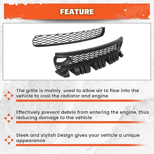 Miniatura 24 de ECOTRIC Conjunto de parrilla delantera inferior compatible con Dodge Charger SRT Scat Pack Daytona Mesh Grill Guard 2015-2023 (Lower)