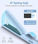 Farery Chill Set Soft-Air Curling Iron: Flux d'air doux pour un styling rapide & Courroies à long terme, Verrouiller dans le style avec refroidissement Air Évents, 2-in-1 Redresseur de cheveux & Curler avec baril long amélioré, bleu