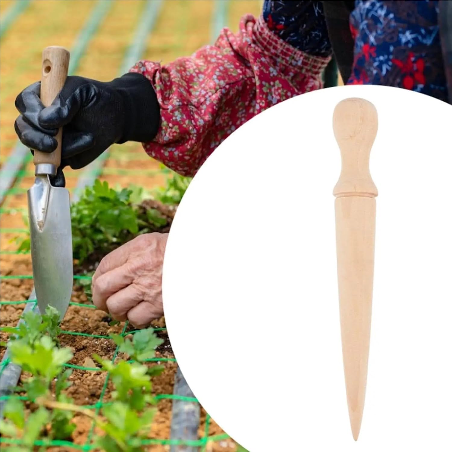 Hand Seed Spreader 2 Pcs Garden Hole Punch Tool, Hand Dibber for Bulb Planter and Sowing