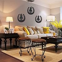 Vista 4 de WAIU Decoración de pared de metal de herradura con vaquero, zapatos de caballo de estilo rústico occidental, decoración colgante para dormitorio