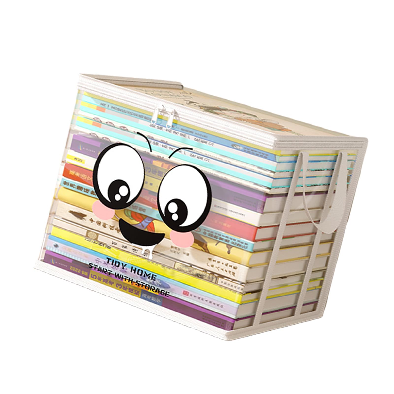 Sturdy PVC Book Storage Bin with Lid, Large Mouth, Double Handles, Flexible Multi-Purpose Organiser, PVC Storage Container for Books with Lid, Large Opening, Double Handles