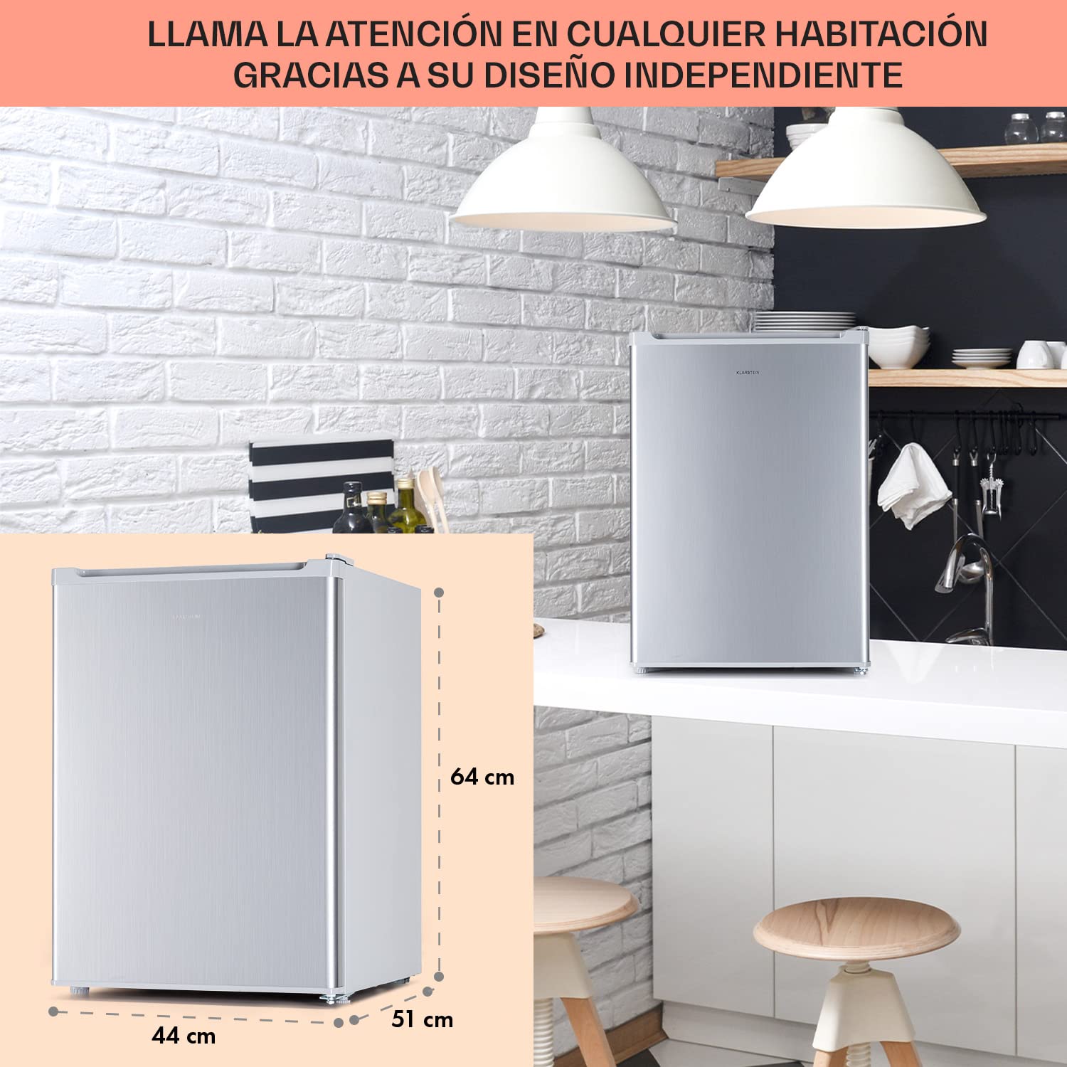 Klarstein Nevera Pequeña 67L para Refrescos y Cerveza con 4L Congelador, Mini Nevera Cristal, Minibar Silencioso, Enfriador de Vino, Interior/Exterior, Frigorificos Estantes Extraíbles
