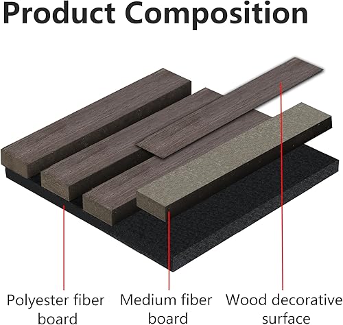 Miniatura 4 de Paquete de 4 paneles de pared de madera, paneles de pared de listones de madera de 47.2 x 23.6 pulgadas para decoración de pared interior y techo,