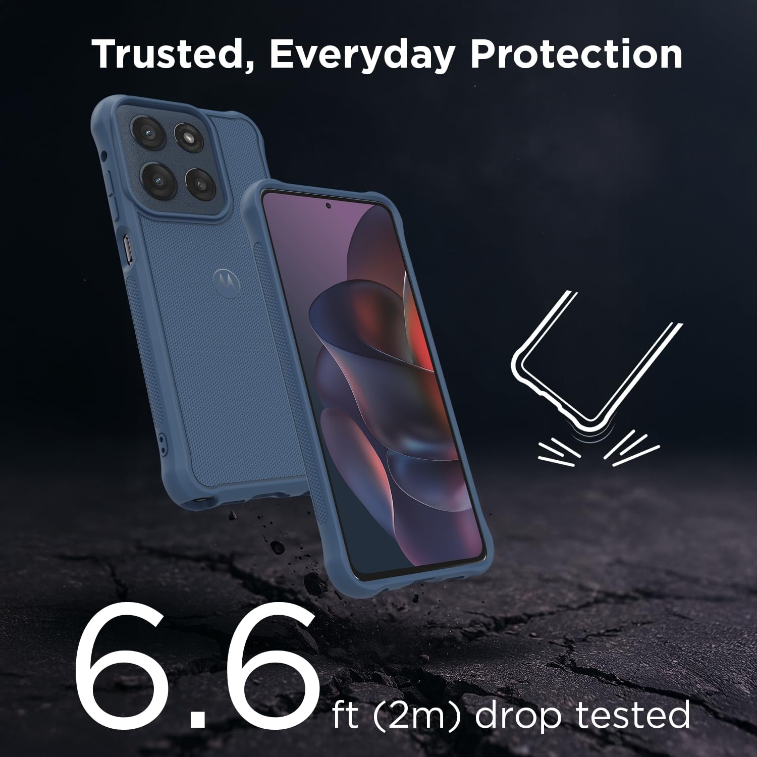Motorola Moto G Stylus (2025/2026) Rugged Protective Bundle- Dusk Blue Phone Case + 9H Tempered Glass Screen Protector