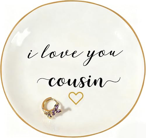 Cousin Gifts for Women, Ceramic Ring Dish, Christmas Birthday Gifts