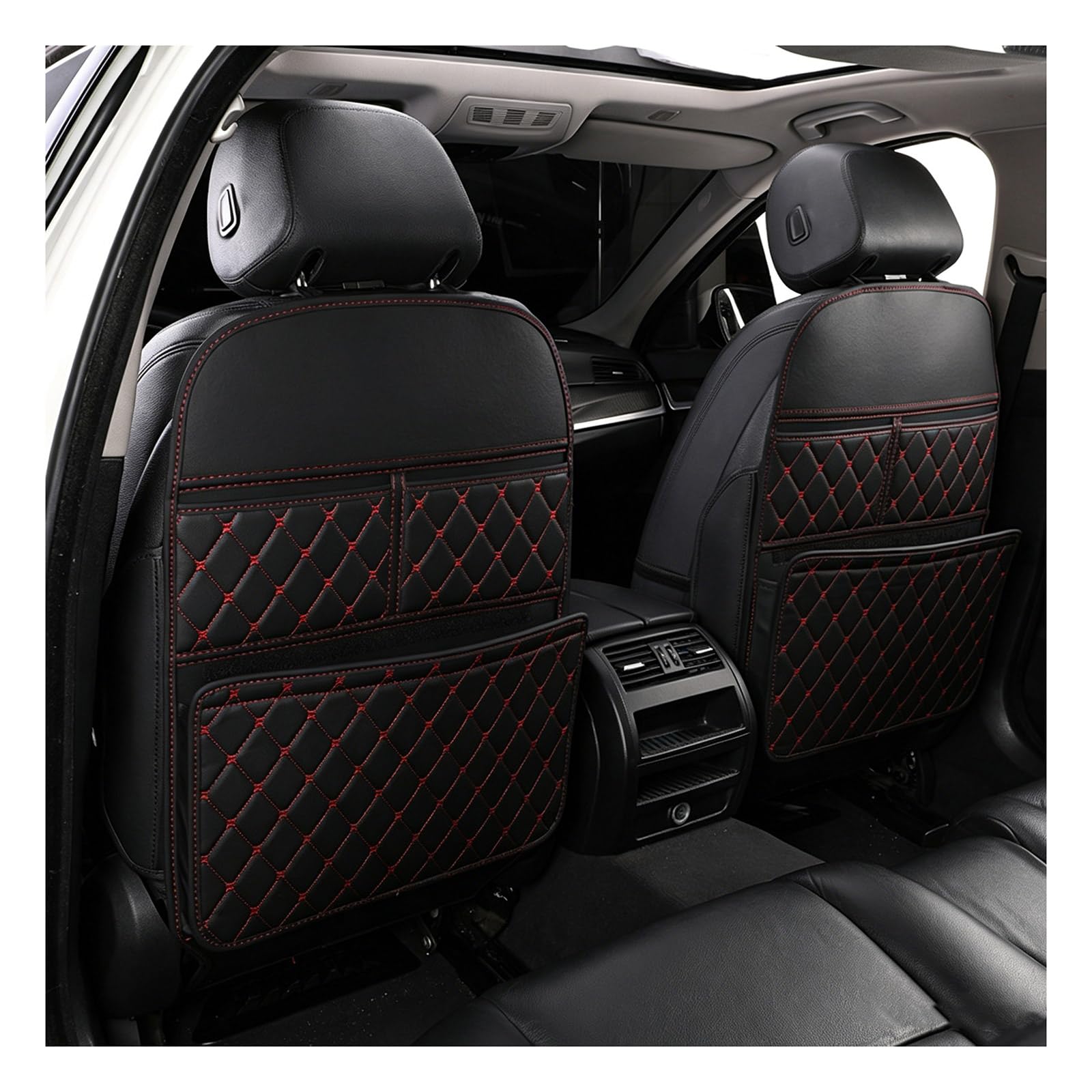 Protector Asiento Coche Perros Niños, para VW Golf 8 | Golf GTE/Golf GTI/Golf GTD/Golf Clubsport Alfombrillas Anti-Patadas Organizador Trasero Impermeable Cuero Duradero,B