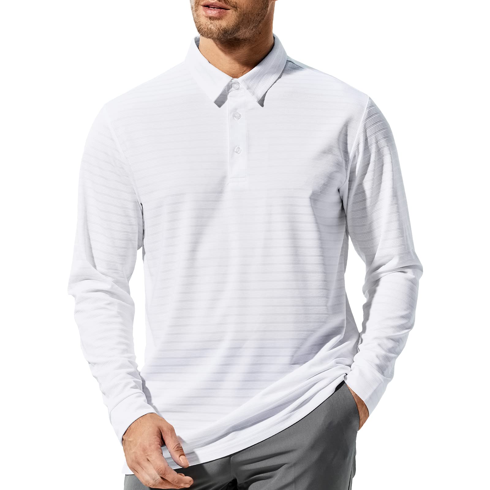 MIER Men's Quick Dry Polo Golf Shirts - Short & Long Sleeve Polyester Casual Lightweight Soft Collared Shirts
