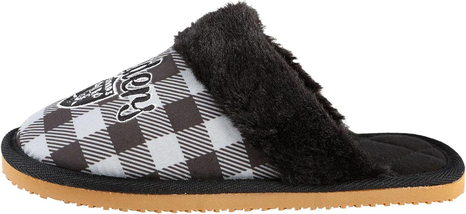 FOCO NFL Team Logo Women's Plaid Sherpa Mule Slipper