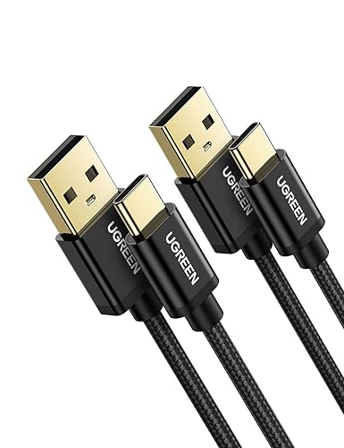 UGREEN Paquete de 2 cables USB C de 3A de carga rápida, USB A a tipo C, cable trenzado USB C compatible con iPhone 16/16 Plus/16 Pro/15, Samsung