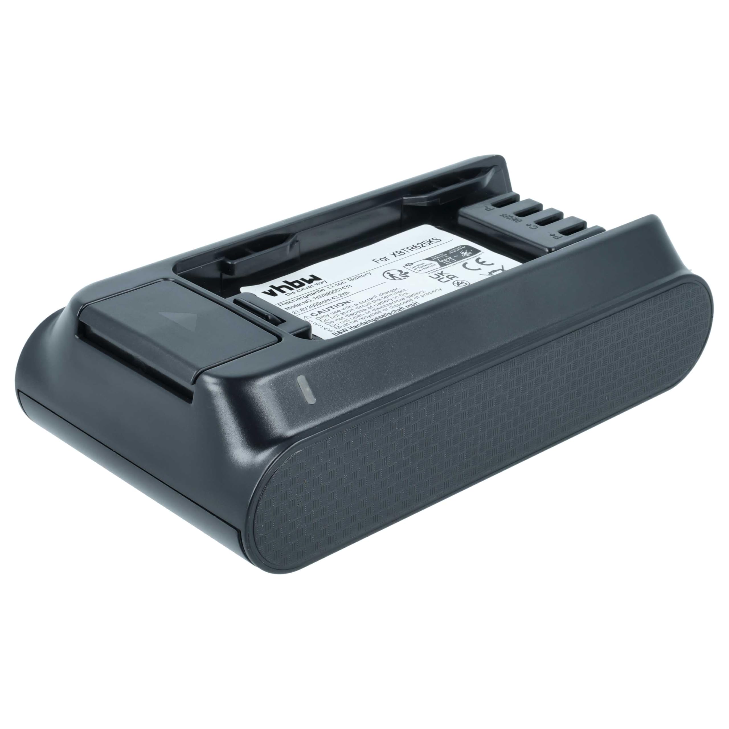 vhbw Akumulator kompatybilny z Shark BU3120, IW3120C, IW3111C, IW3110C, Cordless Detect Pro, BU3521 odkurzacz czarny (2000 mAh, 21,6 V, Li-Ion)