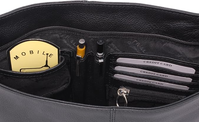 Catwalk Collection Handbags - Damen Umhängetasche Mittelgroß - Crossbody Bag - Leder Wildleder - Verstellbarer Schultergurt - Charlotte