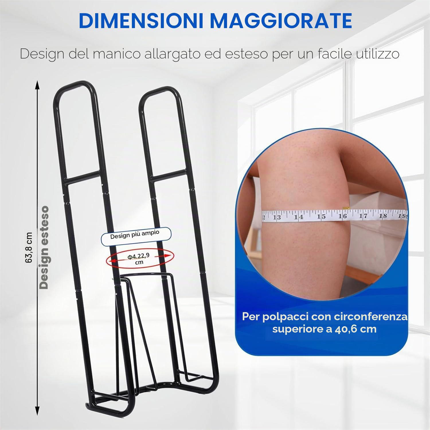 Upgraded - Calze a compressione extra lunghe per calze a compressione (nero)