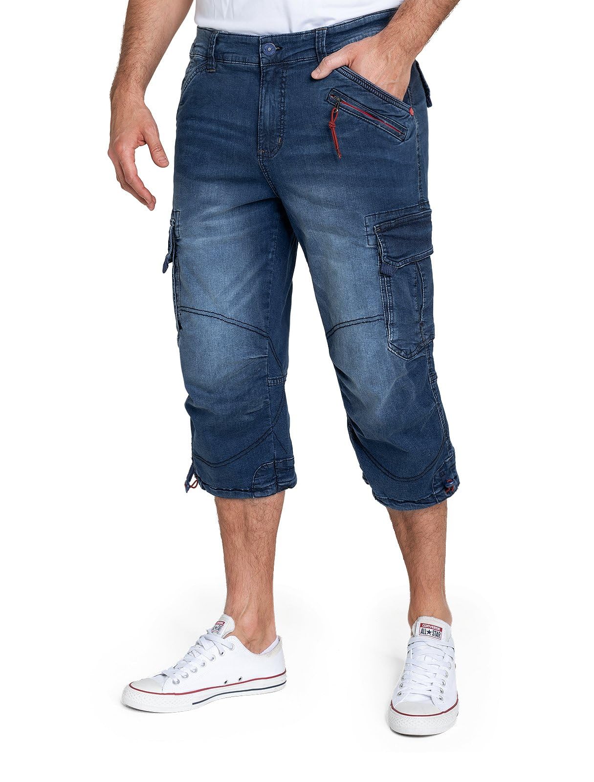 Timezone Herren 3/4 Cargo Jeans Loose MILESTZ Short Mid Waist Loose Fit W30-W40