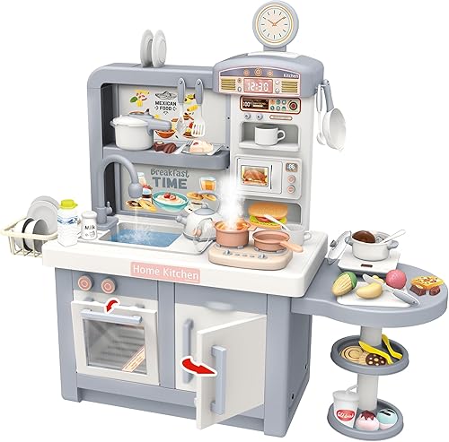 Miniatura 7 de Elevon Juego de juguetes de cocina para niños, juego interactivo con luces y sonidos, para niños pequeños de 3 años en adelante, juego de accesorios