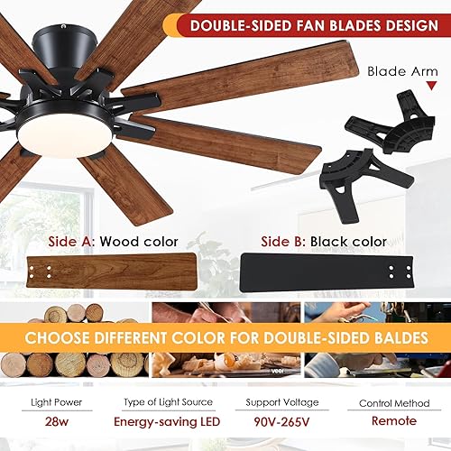 Miniatura 25 de Ventiladores de techo con luces, ventilador de techo interior de perfil bajo de 46 pulgadas con luz y control remoto/aplicación, montaje empotrado