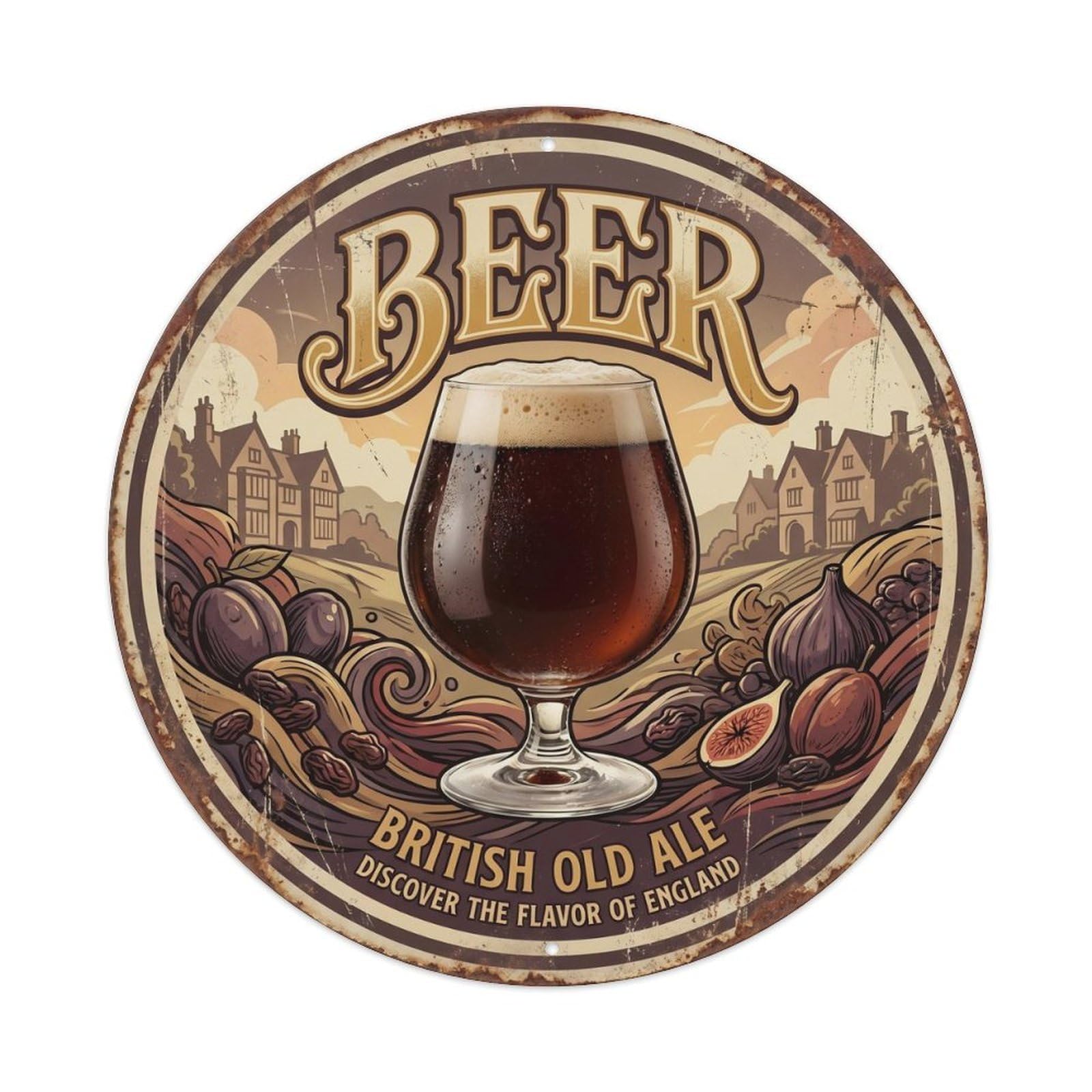 British Beer Culture Foam Mug Brew House Market Travel Metal Tin Sign
