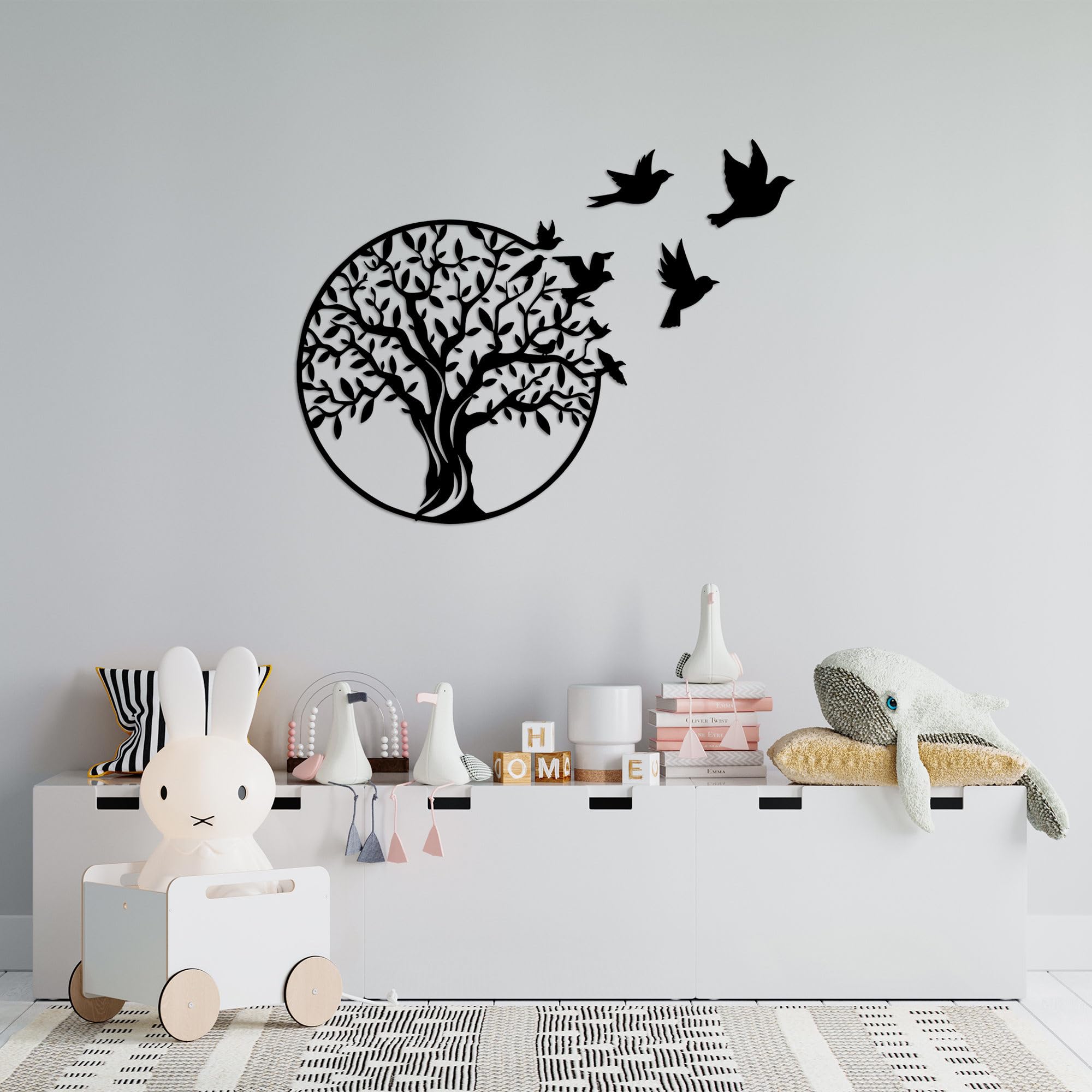 Hanah Home Stylish Black Decorative Metal Wall Accessory, 61 x 56 cm, 100% Metal, 1.5 mm Thick, Easy Wall Mounting, Perfect for Modern Decor