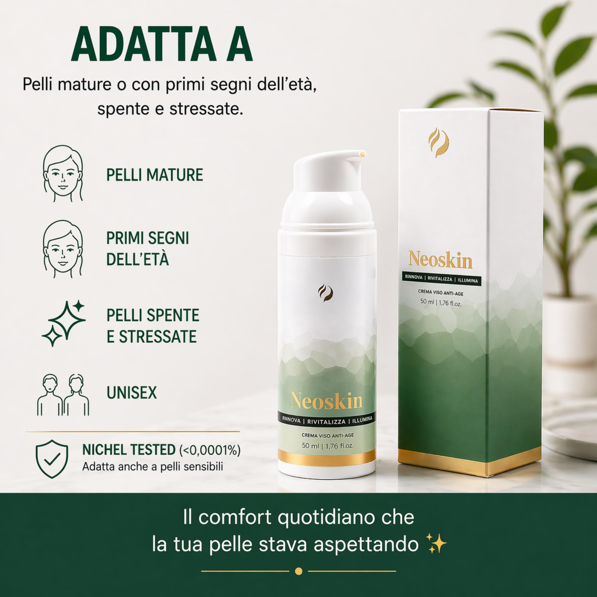Neoskin | Crema Viso Retinolo Notte Anti-Age Rigenerante | Effetto Lifting per Pelli Spente e Mature | Con Acido Ferulico | 50ml