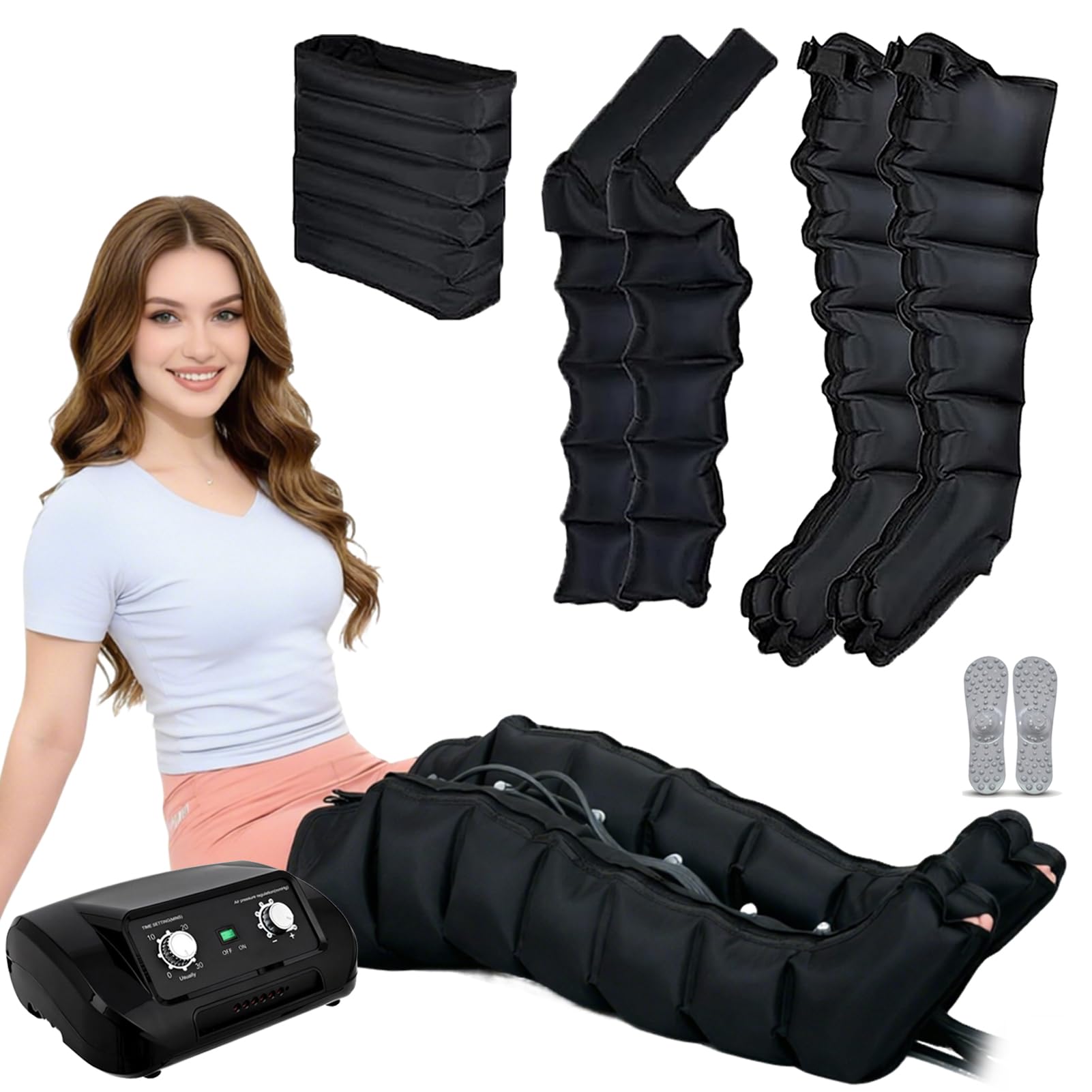 Pressoterapia Professionale Per Casa, Gambali Pressoterapia Linfodrenaggio 6 Camere, Massaggiatore Per Gambe Addome E Braccia, Apparecchio Completo Per Rilassamento Total Body