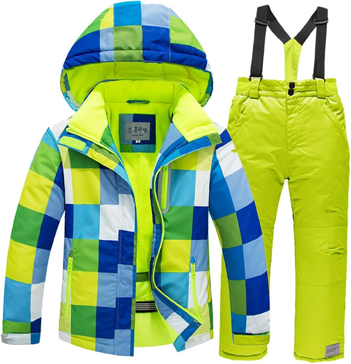 Girls Boys Kids Winter Warm Outdoor Mountain Waterproof Windproof Snowboarding Skiing Jackets+ Ski Bib Pants Overalls Set : Clothing, Shoes & Jewelry