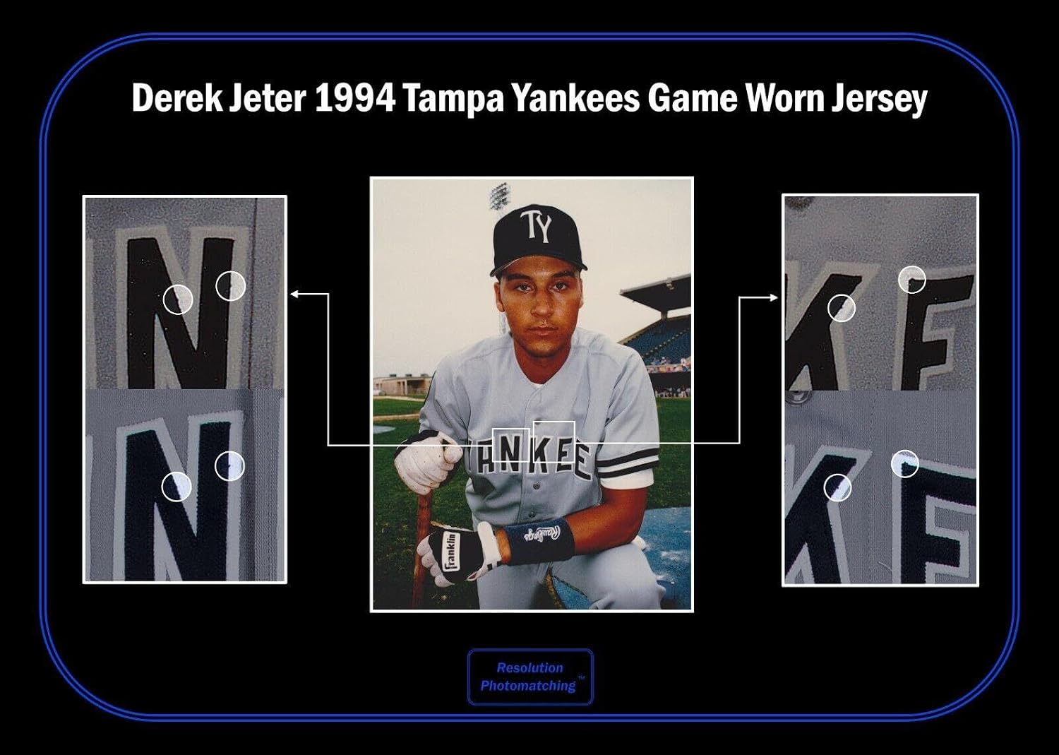 Derek Jeter Game Used Photo Matched Signed 1994 Rookie New York Yankees Jersey - MLB Autographed Game Used Bats