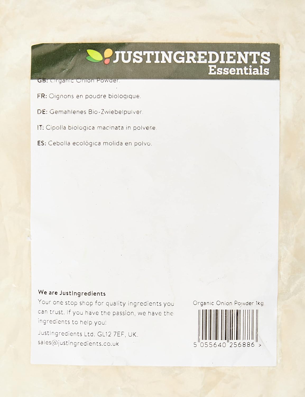 JustIngredients Organic Ground Onion Powder Loose 1 Kg
