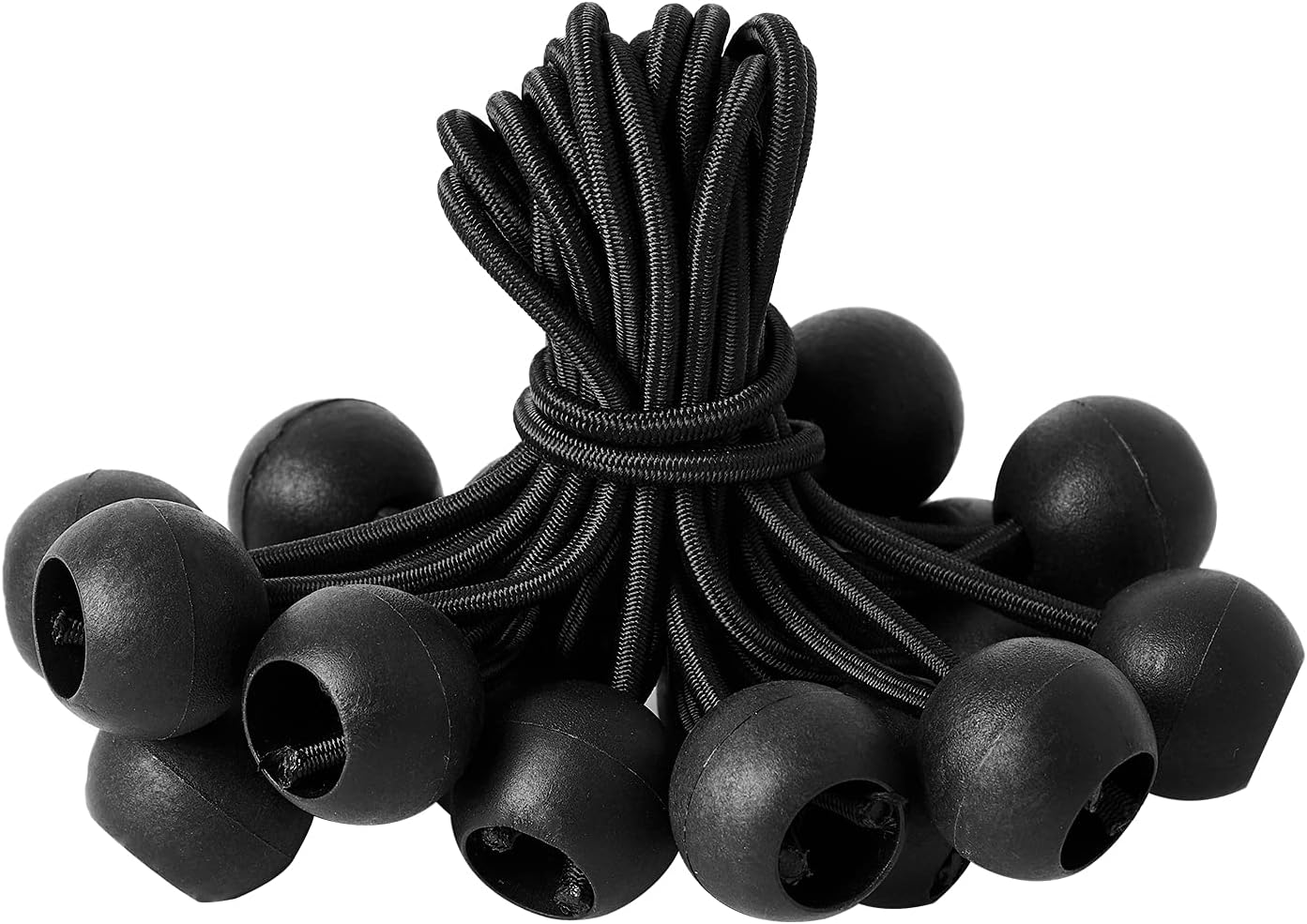 20 Pack Bungee Balls Cords, Black Ball Bungee Heavy Duty Heavyweight 4 inches Tarp Bungee Cords, Weather Resistant Tie Down Strap Diameter 4mm for Canopy, Tarp, Camping, Straps, Tent, Poles and Wires : Tools & Home Improvement