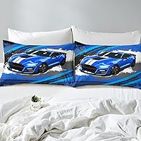 Vista 5 de Funda de edredón azul para niños y hombres, juego de ropa de cama de auto de carreras de graffiti, tamaño Queen, juegos de cama Grunge, ligero
