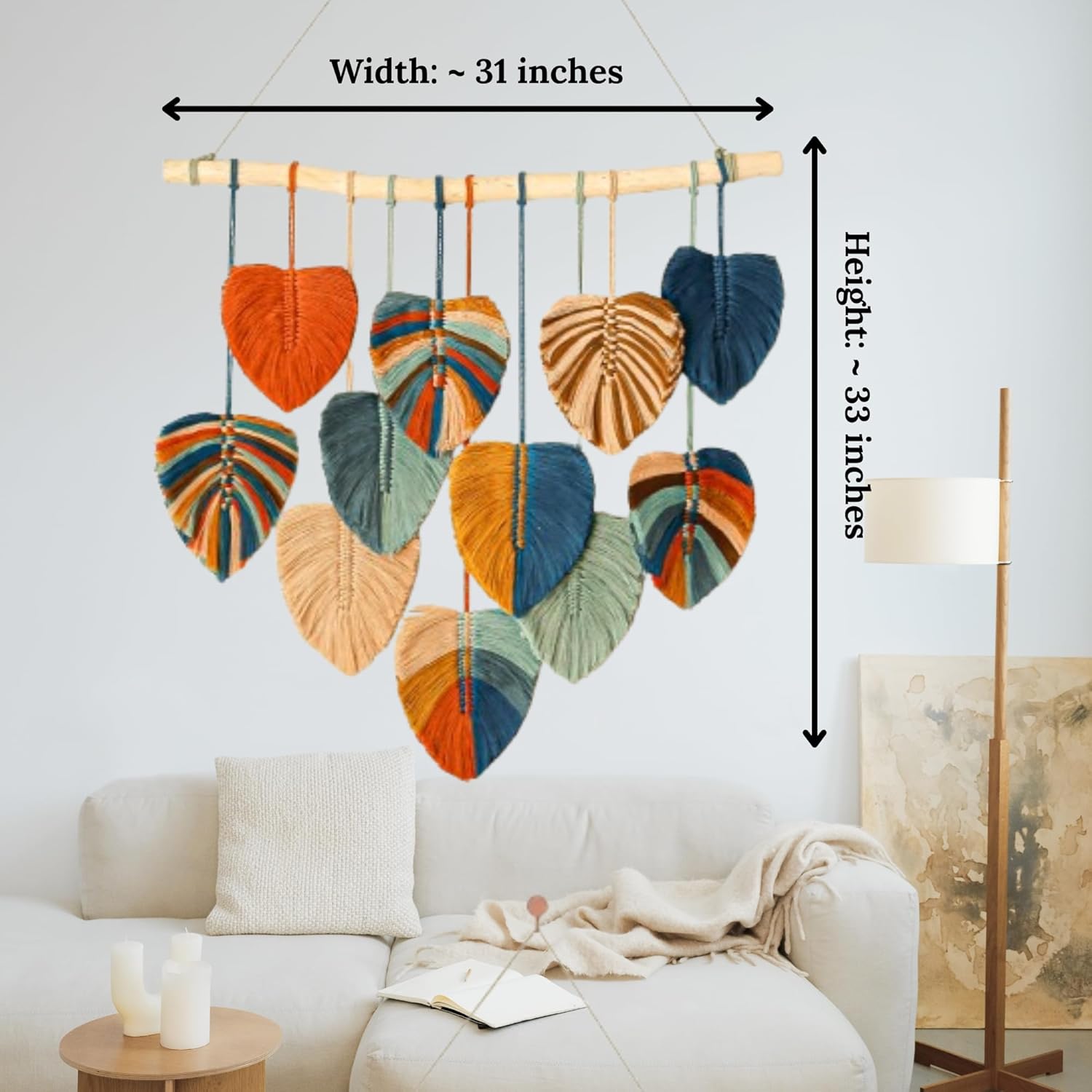 Boho Wall Decor - Large Macrame Wall Hanging - Boho Bedroom Wall Decor - Wall Tapestry For Bedroom - 31x39 inches