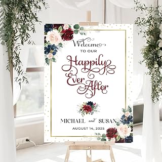 Personalized Happily Ever After Sign For Outdoor, Welcome Sign For Wedding Entrance, Happily Ever After Party Sign With Stand, The Night Before Wedding Signs, Rose Best Day Ever Decorations