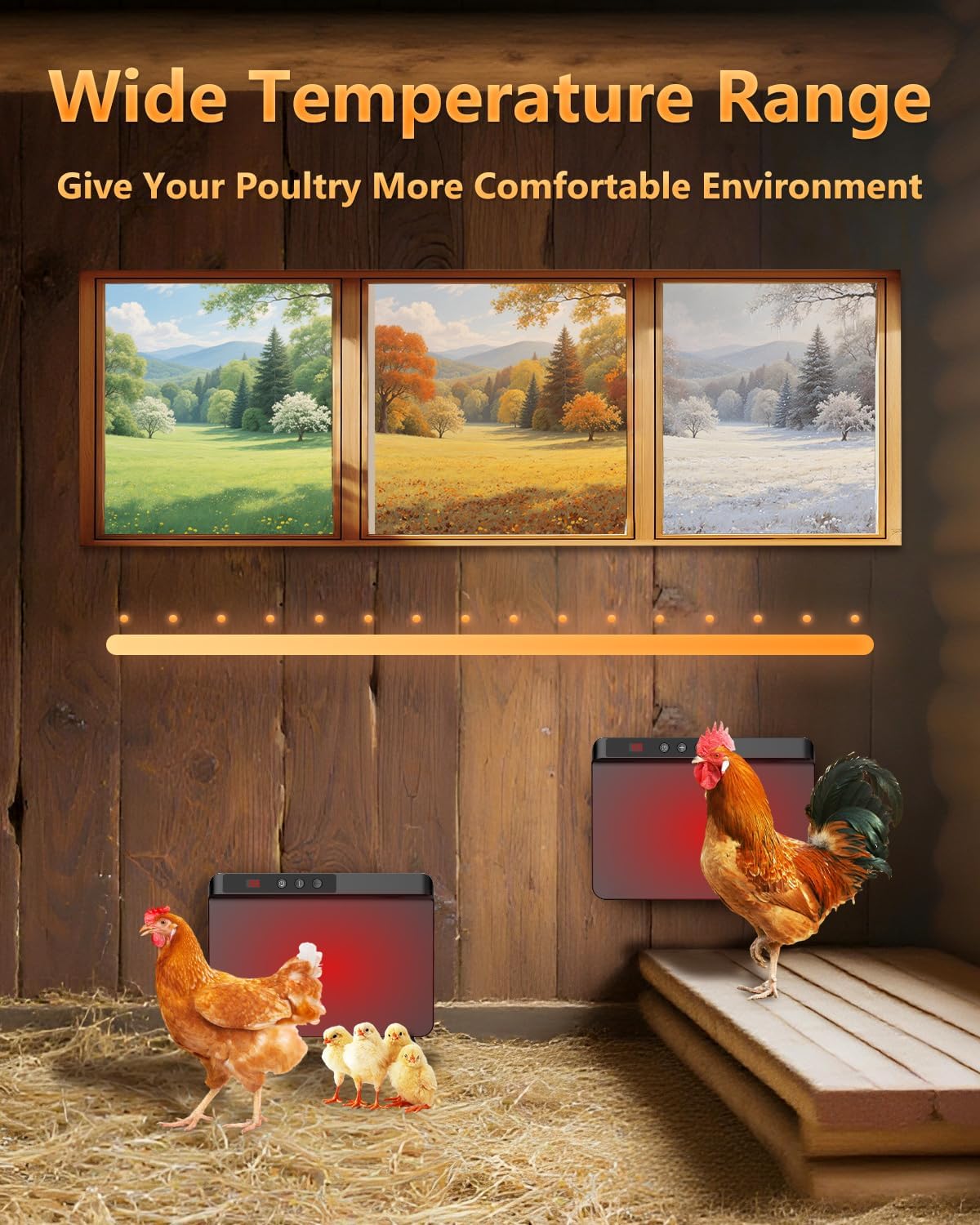 2026 Chicken Coop Heater, 200W UL Certified Radiant Panel, Black