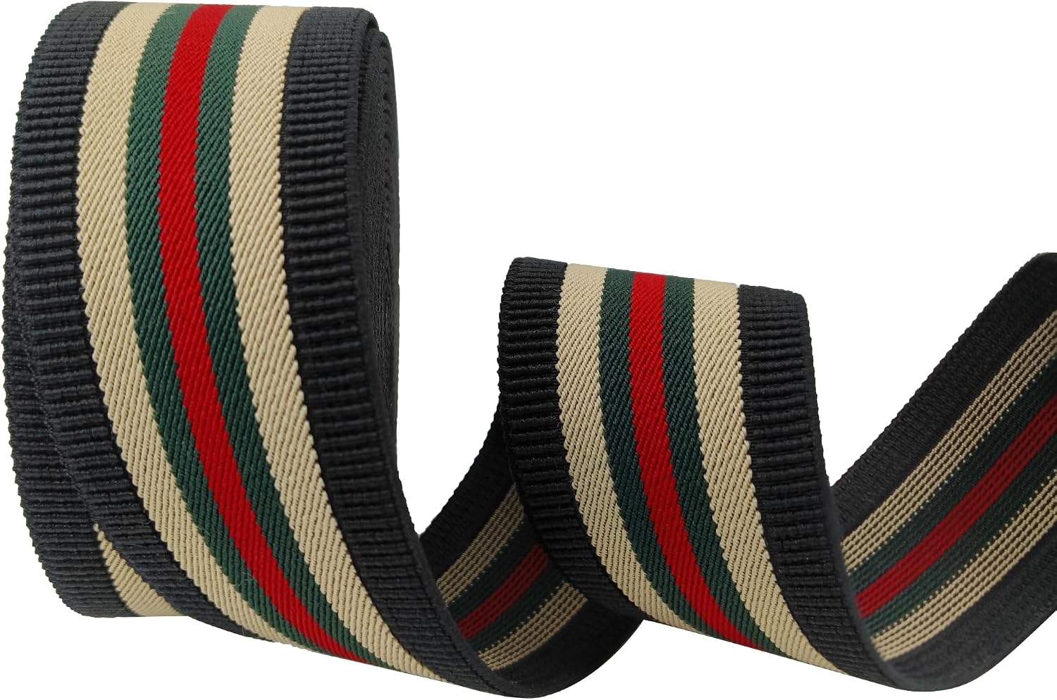 JESEP YONG 1 1/2 inch Striped Elastic Band for Sewing 1.5inch Wide Polyester Webbing Strap 5 Yards Heavy Thick Knit Elastic Waistband for Pants-Crossbody-Clothes-DIY Crafts (5 Yards 1.5 Inch)